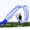 19.6 FT Silk-Like Blue Dragon Poi, Flinging Dragon Spiral Practice Ribbon Streamer with 90 cm Stretchable Fiberglass Handstick Rod + Travel Carry Bag! view 2