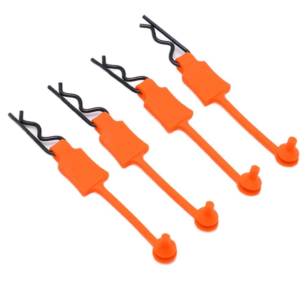 Dilwe RC Body Clip Retainer, 4PCS 1/10 RC Car Shell Bolt, RC Car Shell Bolt Clip Model Car Body Clips Pins Compatible with ARRMA Axial SCX10 GEN8 RC Car RC Accessories(Orange)