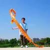 3D Colorful Dragon Silk-like Flowy Spinning & Shaking Poi - Flinging the Dragon Spiral Practice Ribbon Streamer with Fiberglass Handsticks + Travel Bag! (5 Meters (16.4 FT), Gold Scale Color) view 1