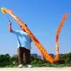 3D Colorful Dragon Silk-like Flowy Spinning & Shaking Poi - Flinging the Dragon Spiral Practice Ribbon Streamer with Fiberglass Handsticks + Travel Bag! (5 Meters (16.4 FT), Gold Scale Color) view 2