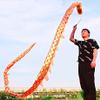 DSJUGGLING 3D Colorful Dragon Silk Flowy Spinning & Shaking Poi - Flinging The Dragon Spiral Practice Ribbon Streamer with Fiberglass Handsticks + Travel Bag! (9 Meters (29.5FT), Gold Scale Color) view 1