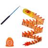 DSJUGGLING 3D Colorful Dragon Silk Flowy Spinning & Shaking Poi - Flinging The Dragon Spiral Practice Ribbon Streamer with Fiberglass Handsticks + Travel Bag! (9 Meters (29.5FT), Gold Scale Color) view 2