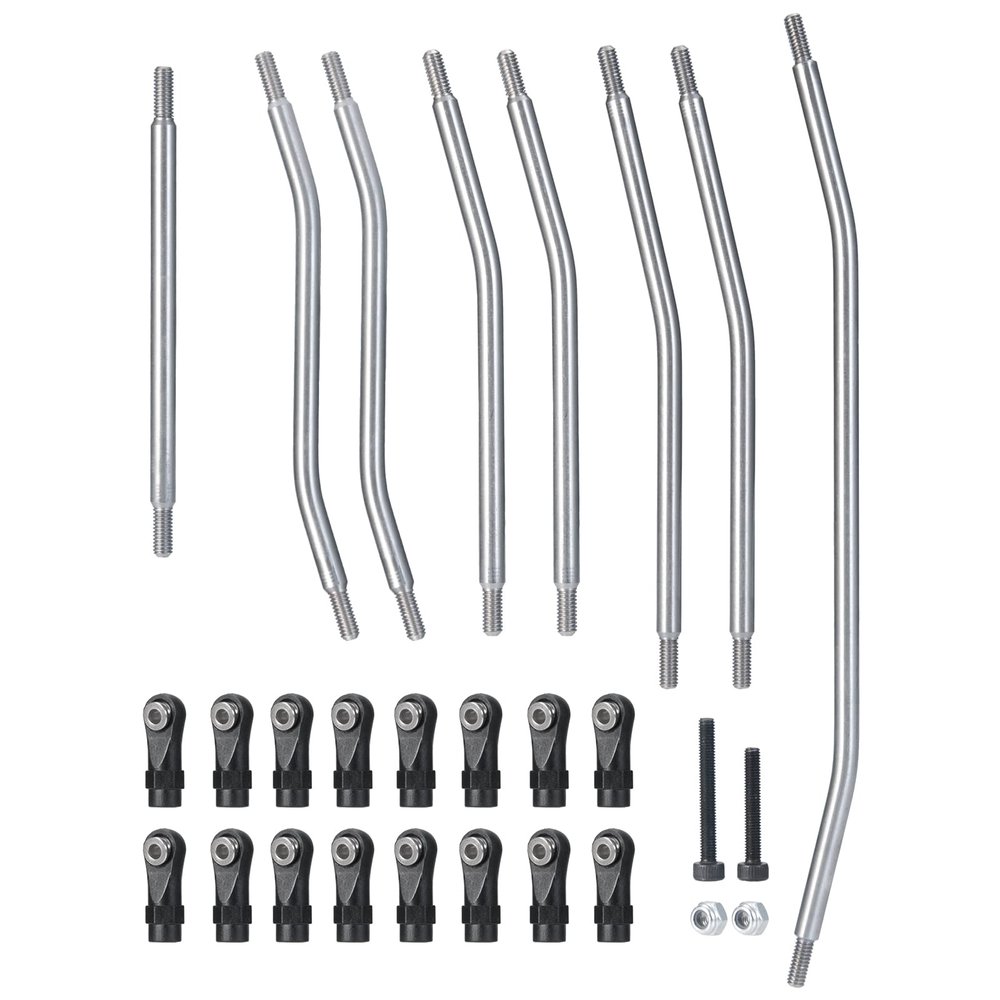 Que-T 1 Set Metal Steering Pull Rod Link Linkage for 1: 10 RC Axial SCX10 90048 RR10 90053 Crawler Car Silver