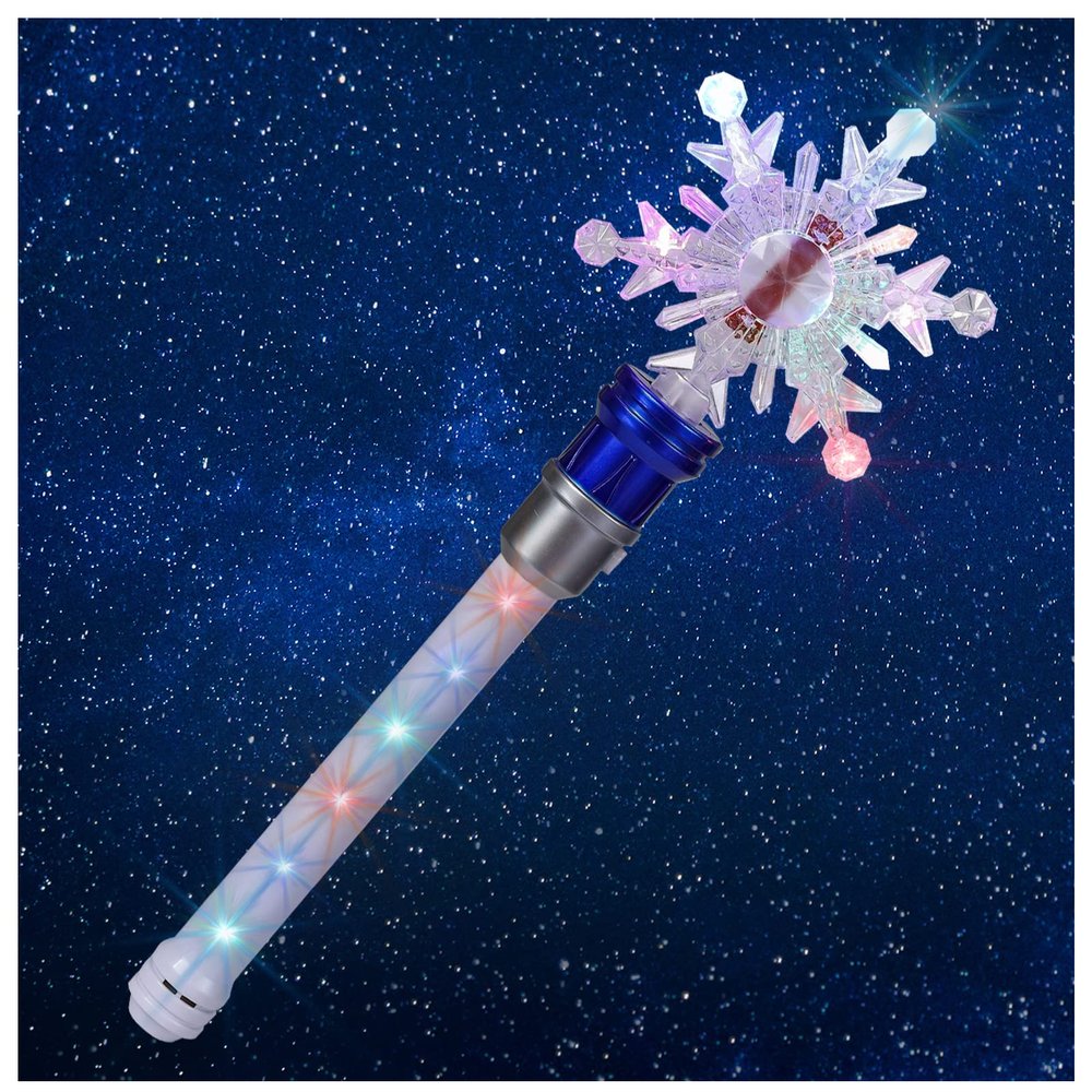 Light Up Frozen Snowflake Wand- Snowflake Spinning Wands,Magic Wand Rotating Toy for Girls and Boys, Magic Princess Sensory Toys,Christmas & Birthday Gift (Blue)