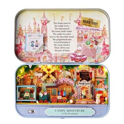 Kisoy Dollhouse Miniature with Furniture Kit, Handmade DIY House Model for Teens Adult Gift (Candy Adventure)