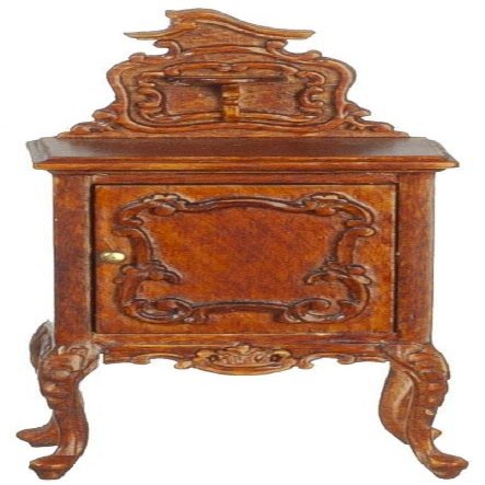 Melody Jane Dolls Houses Dollhouse Victorian Walnut Bedside Table Nightstand JBM Bedroom Furniture 1:12
