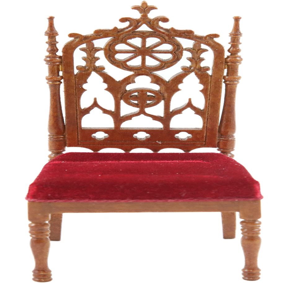 Melody Jane Dolls Houses Dollhouse Red Walnut Jacobean Side Chair JBM Miniature Dining Room Furniture