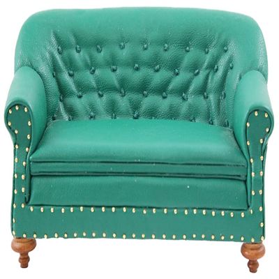 Melody Jane Dolls Houses Dollhouse 1880 Green Leather Club Sofa JBM Miniature Living Room Furniture