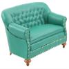 Melody Jane Dolls Houses Dollhouse 1880 Green Leather Club Sofa JBM Miniature Living Room Furniture view 2