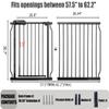 Extra Wide Baby Gate, 57.5-62 Inch - Black Metal, Pressure Mounted Indoor Safety Gate, Walk-Through Dog Gate for Kids & Pets, 30 Inch Tall view 2
