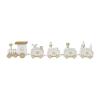 Christmas Wooden Train Set Five-Section Mini Train Set Christmas Party Tabletop Decoration Snowman Train Ornament Under Xmas Tree Decors Party Favor Home Decor (Train-White) view 2