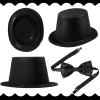 SATINIOR Magician Costume Headwear Set, Includes 12 Pieces Black Top Hat and 12 Bow Ties, Adjustable Length Bow Ties for Party, Costume Accessories for Halloween, Cosplay, Stage Performances, Black view 2