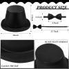 SATINIOR Magician Costume Headwear Set, Includes 12 Pieces Black Top Hat and 12 Bow Ties, Adjustable Length Bow Ties for Party, Costume Accessories for Halloween, Cosplay, Stage Performances, Black view 3