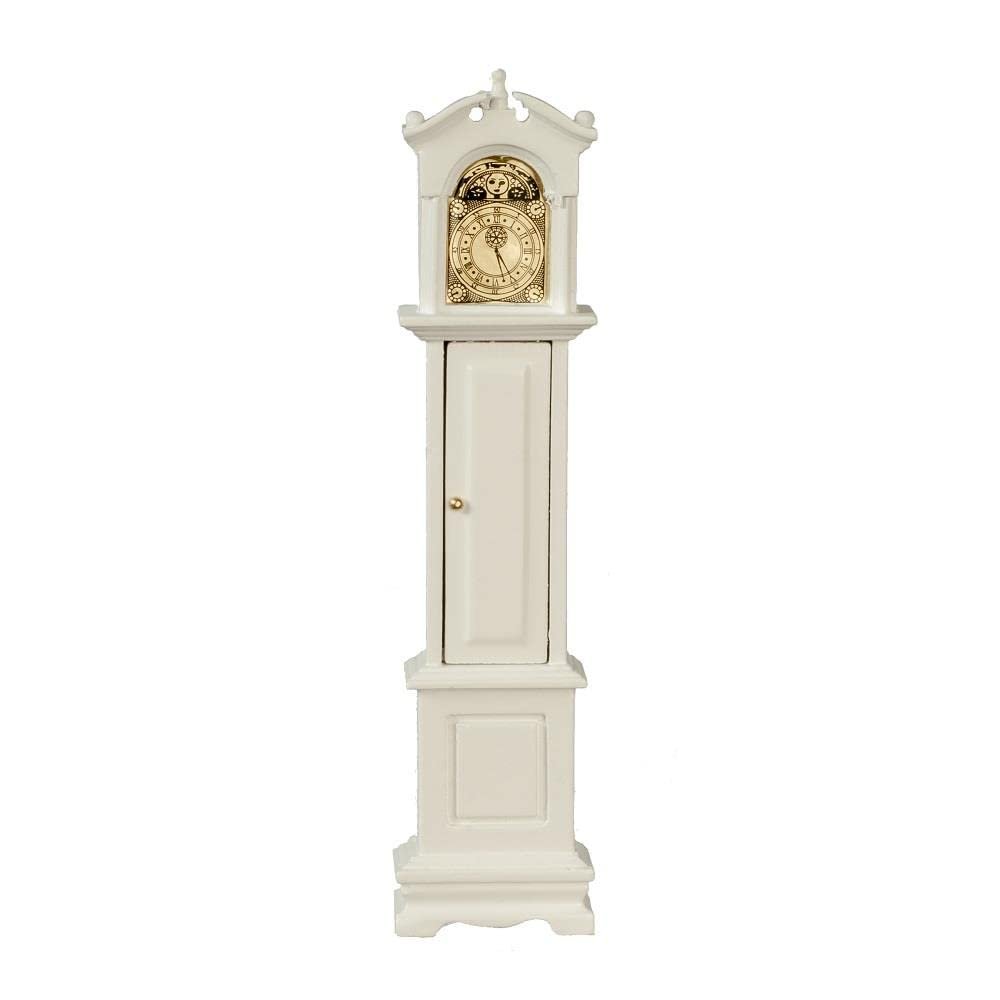 Dollhouse White Victorian Grandfather Clock Miniature Hall Furniture 1:12 Scale