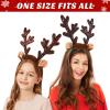 2pcs Reindeer Antler Headbands Christmas Reindeer Ear Headband Sequined Antlers Headpiece with Bell Christmas Party Hair Accessories One Size Fits All view 2