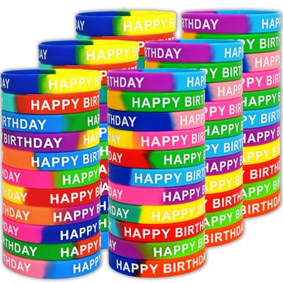 66 Pieces Birthday Rubber Bracelets (22 Styles),Bulk Colored Silicone Wristbands for Students Teachers Classroom Reward Gifts, Birthday Decorations Party Favors Supplies