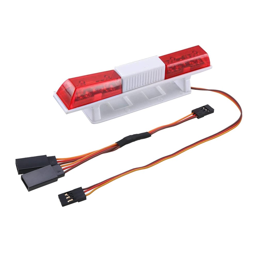 BOLIDORC Multi-Function LED Police Light Bar Flash Lamp for 1/10 1/8 TRX4 D90 SCX10 RC Model Car (Red)