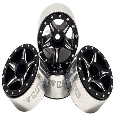 NHX RC 1.0" 5P Aluminum Beadlock Crawler Wheels Rims Black 4pcs: Axial SCX24
