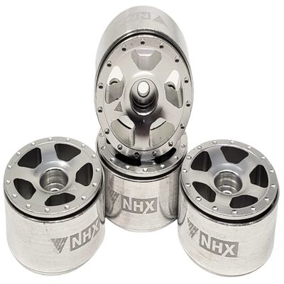 NHX RC 1.0" 5B Aluminum Beadlock Crawler Wheels Rims Silver 4pcs: Axial SCX24