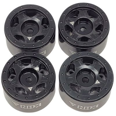 NHX RC 1.0" 5F Aluminum Beadlock Crawler Wheels Rims Black 4pcs : Axial SCX24
