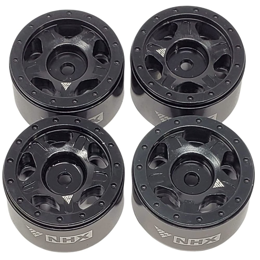 NHX RC 1.0" 5F Aluminum Beadlock Crawler Wheels Rims Black 4pcs : Axial SCX24