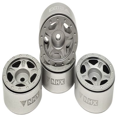 NHX RC 1.0" 5F Aluminum Beadlock Crawler Wheels Rims Silver 4pcs: Axial SCX24