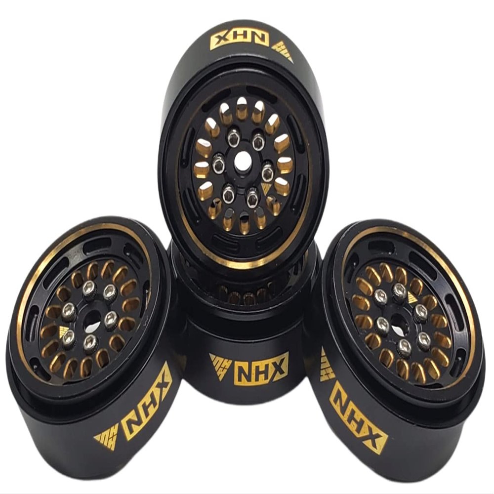 NHX RC 1.0" Black Brass Beadlock Crawler Wheels Rims 4pcs : Axial SCX24