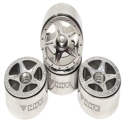 NHX RC 1.0" 5P Aluminum Beadlock Crawler Wheels Rims Silver 4pcs: Axial SCX24