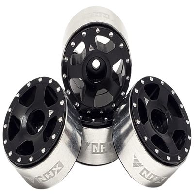 NHX RC 1.0" 5B Aluminum Beadlock Crawler Wheels Rims Black 4pcs: Axial SCX24