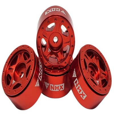NHX RC 1.0" 5F Aluminum Beadlock Crawler Wheels Rims Red 4pcs : Axial SCX24