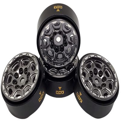 NHX RC 1.0" 8H Alum Beadlock Crawler Wheel Rim Ti Color 4 w/Brass Weight : SCX24