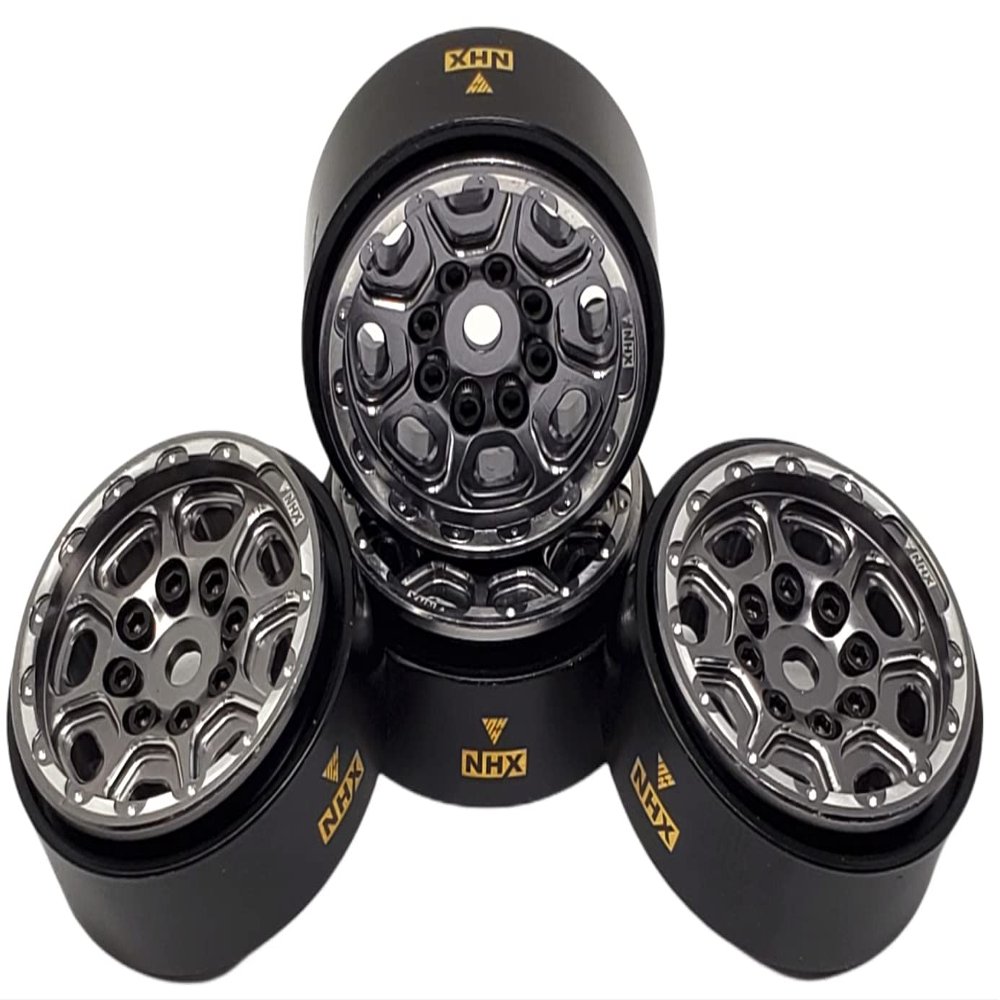 NHX RC 1.0" 8H Alum Beadlock Crawler Wheel Rim Ti Color 4 w/Brass Weight : SCX24