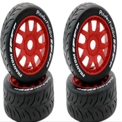 Power Hobbies Powerhobby 1/8 GT Phantom Belted Mounted Tires Soft 17mm Wheels (4) Arrma Infraction/Limitless/HoBao/GRP (Red)