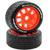 Power Hobbies 1/8 GT Beast Belted Mounted Tires Medium 17mm Wheels (4) Arrma Infraction/Limitless/HoBao/GRP (Orange) view 2