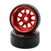 Power Hobbies 1/8 GT Beast Belted Mounted Tires Soft 17mm Wheels (4) Arrma Infraction/Limitless/HoBao/GRP (Red) view 3