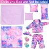 K.T. Fancy 8 PCS 18 Inch Girl Doll Clothes and Accessories Sleeping Sheet,Pajamas,Eye Mask,Unicorn Slippers,Pillow(Doll and Bed are Not Included) view 2
