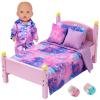K.T. Fancy 8 PCS 18 Inch Girl Doll Clothes and Accessories Sleeping Sheet,Pajamas,Eye Mask,Unicorn Slippers,Pillow(Doll and Bed are Not Included) view 4
