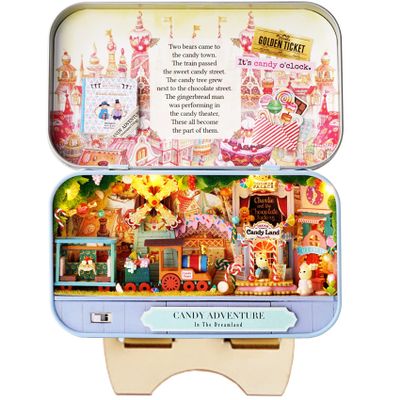 Spilay Dollhouse Miniature with Furniture,DIY Dollhouse Kit Mini Iron Box Theater,1:24 Scale Creative Room Best Birthday Gift for Adult Lover Girl Friend Birthday Gift (Q09)