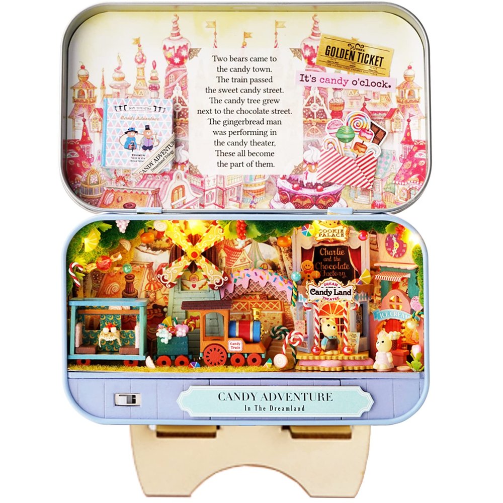 Spilay Dollhouse Miniature with Furniture,DIY Dollhouse Kit Mini Iron Box Theater,1:24 Scale Creative Room Best Birthday Gift for Adult Lover Girl Friend Birthday Gift (Q09)