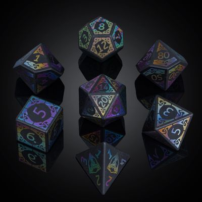 UDIXI Obsidian Dice Gemstone DND Dice Set Stone D&D Dice Colorful Pattern for and Tabletop Games