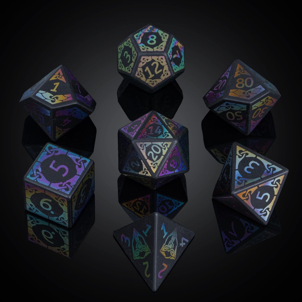 UDIXI Obsidian Dice Gemstone DND Dice Set Stone D&D Dice Colorful Pattern for and Tabletop Games