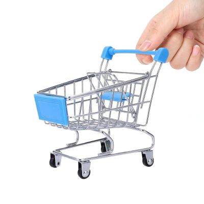 Mini Shopping CartSupermarket Handcart Mini Shopping Cart Mini Supermarket Storage Toy Decorative Ornaments for Storage Toys (Toy Shopping cart Blue)