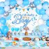 Chengu 194 Pcs Elephant Baby Shower Party Supplies - Blue It's a Boy Backdrop Banner, Tablecloth, Tableware & Balloons Party Decorations for Baby Showers Gender Reveal(Boy Style) view 3