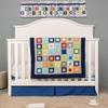 10 PCs Gray Navy Geometry Square Nursery Crib Bedding Set Baby Boy Baby Girl Colorful Square Theme Cot Bedding Set view 1