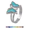 COLORFUL BLING Adjustable Mood Rings Mixed Cartoon Dinosaur Butterfly Color Changing Temperature Finger Ring for Valentine's Day Christmas Birthday Party Favors-butterfly view 2