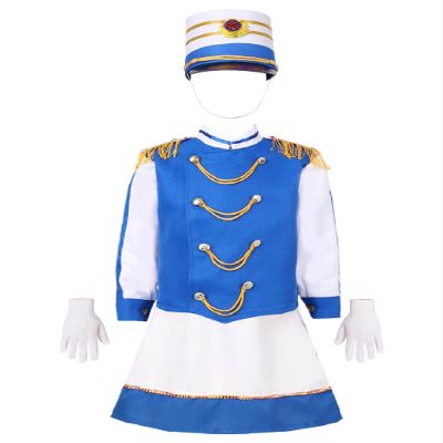 Aislor Kids British Royal Guard Costume Queen's Guard Uniform Prince Royal Guards Soldiers Raise Flag Cosplay Suit Type B Blue 13-14 Years