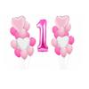 Trimming Shop 1st Birthday Balloons Decoration Kit, Large Helium Foil Number 1 & Happy Birthday Foil Balloon, Party Supplies for Boys Girls 1st Birthday Anniversary Decoration, Pink view 3