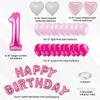 Trimming Shop 1st Birthday Balloons Decoration Kit, Large Helium Foil Number 1 & Happy Birthday Foil Balloon, Party Supplies for Boys Girls 1st Birthday Anniversary Decoration, Pink view 4