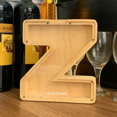 CLPONE 26 Letter Banks Personalized Coin Bank Kids Piggy Bank Laser Custom Name Wood Letter Piggy Banks Toy Bank