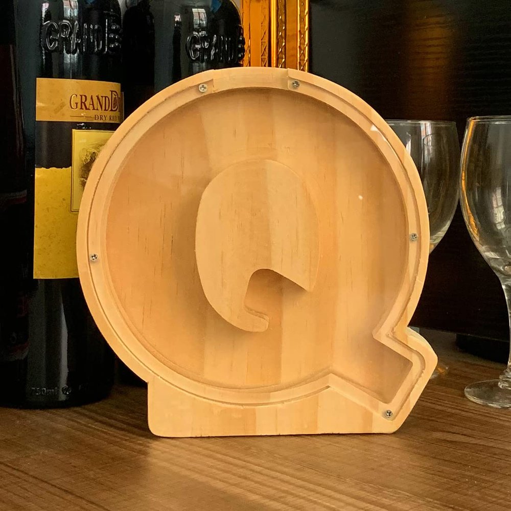 CLPONE 26 Letter Banks Personalized Coin Bank Kids Piggy Bank Laser Custom Name Wood Letter Piggy Banks Toy Bank
